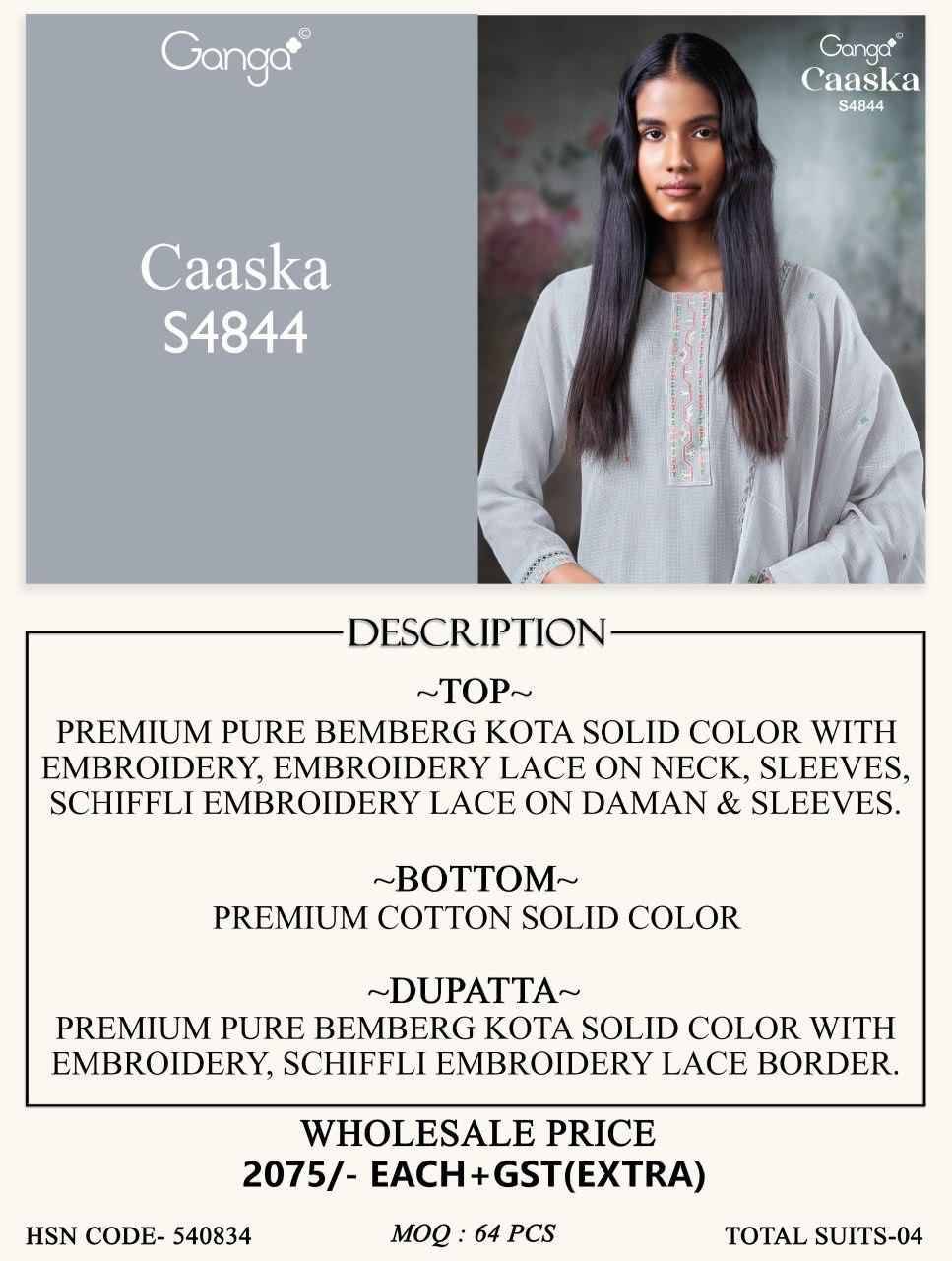 CAASKA 4844 Series By Ganga Fashion Beautiful Festive Suits Stylish Colorful Fancy Casual Wear & Ethnic Wear BEMBERG Print Dresses At Wholesale Price